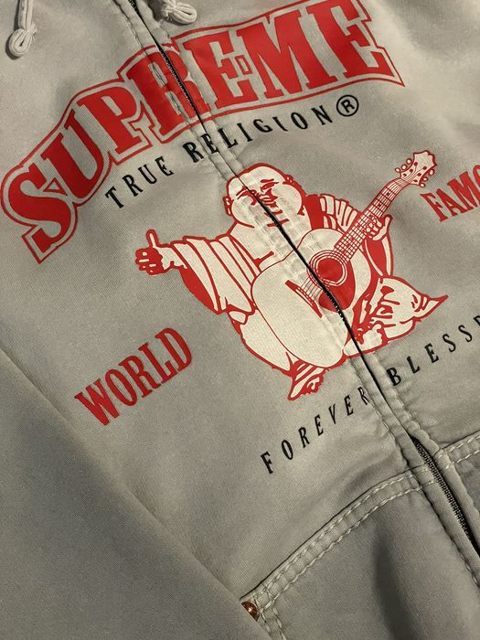 Supreme Supreme x True Religion Zip Up Hoodie Light Grey | Grailed