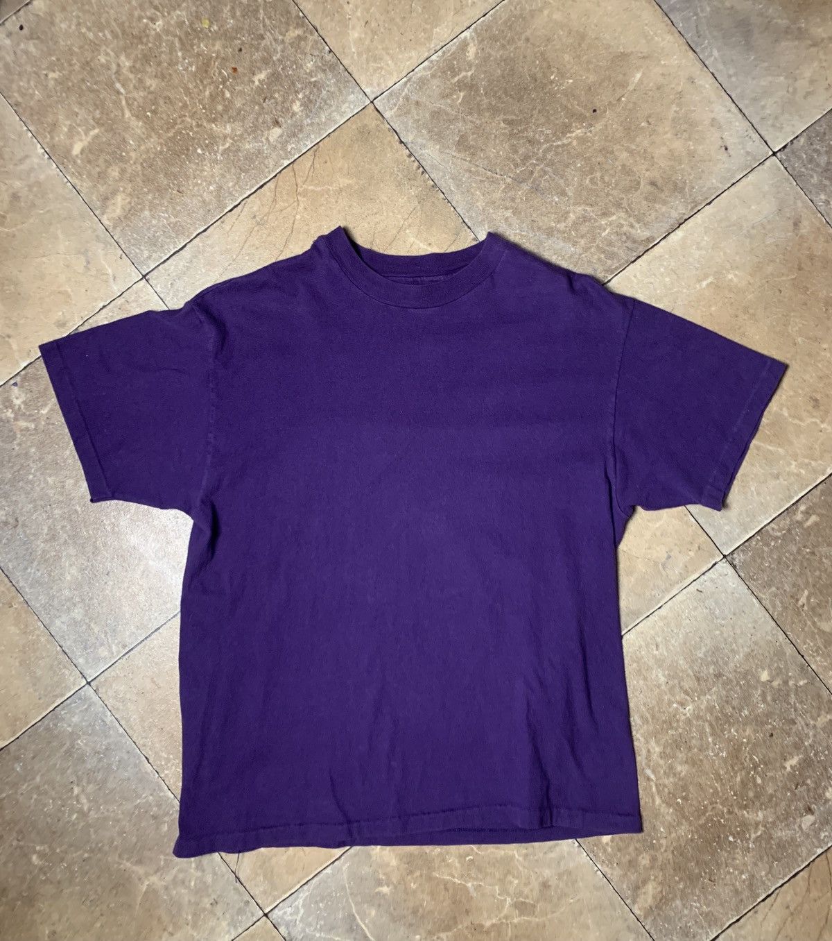 T-shirt Vintage HANES BEEFY Homme - Gris - Taille M - Coton Imprimé USA