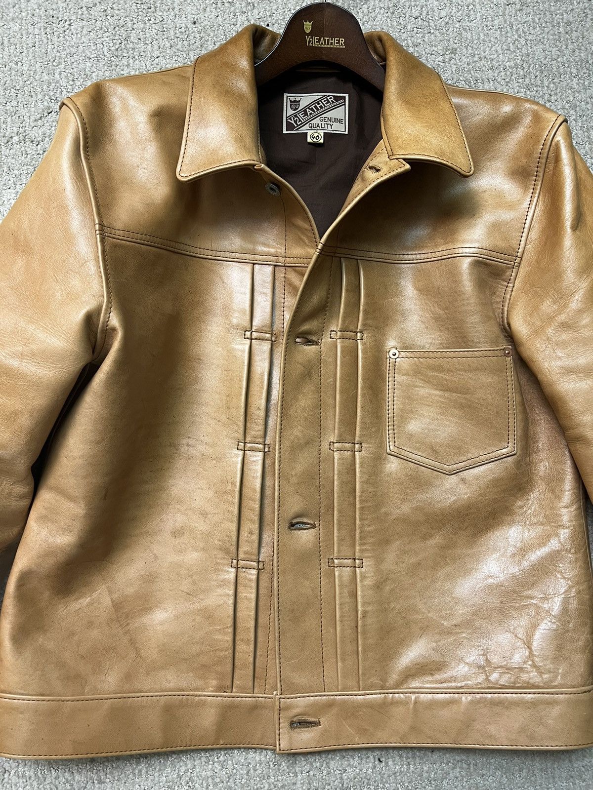 y'2 leather | kakishibu persimmon tanned horsehide single