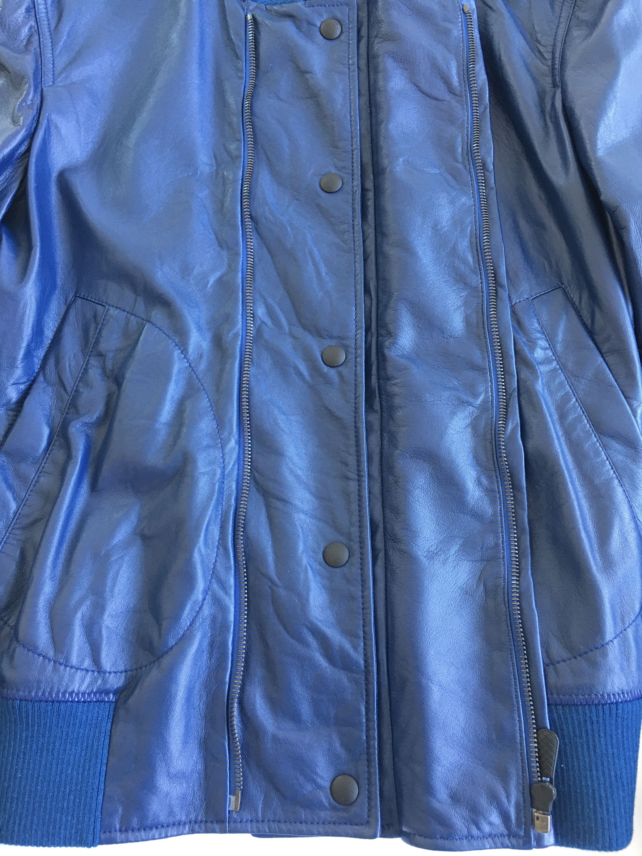Bottega Veneta BOTTEGA VENETA BLUE LEATHER BLOUSON Size US S / EU 44-46 / 1 - 4 Thumbnail