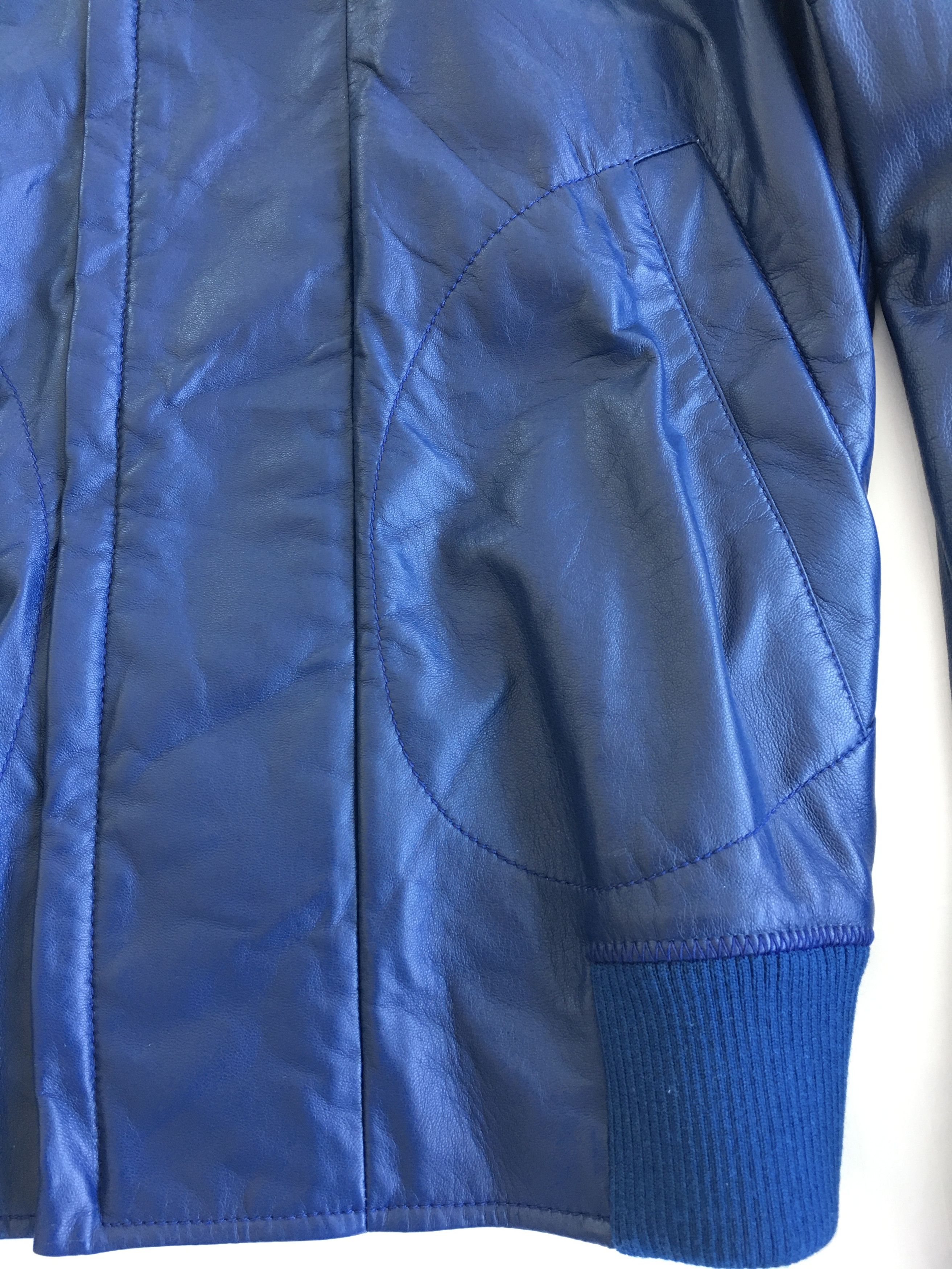 Bottega Veneta BOTTEGA VENETA BLUE LEATHER BLOUSON Size US S / EU 44-46 / 1 - 3 Thumbnail