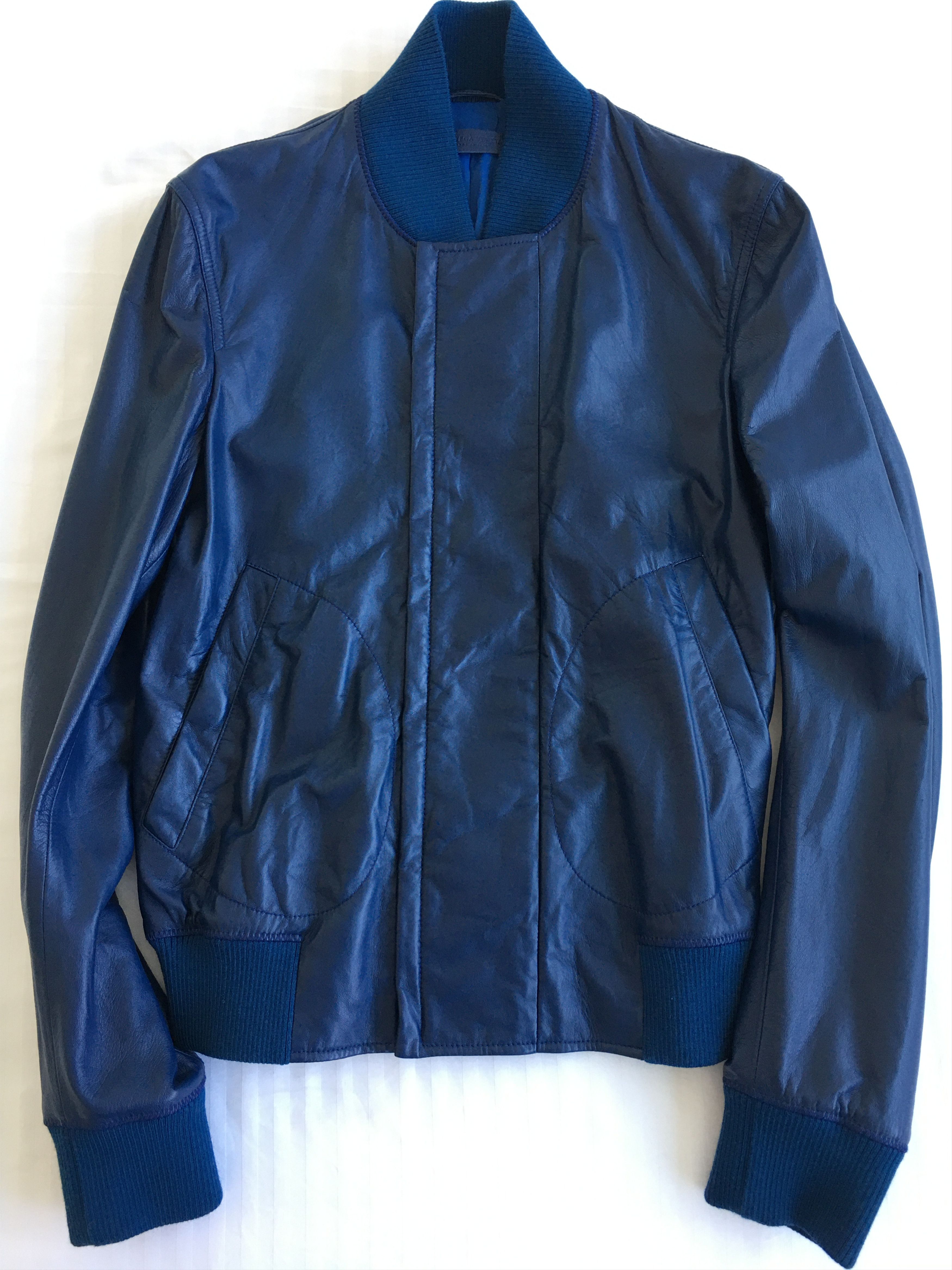 Bottega Veneta BOTTEGA VENETA BLUE LEATHER BLOUSON Size US S / EU 44-46 / 1 - 1 Thumbnail