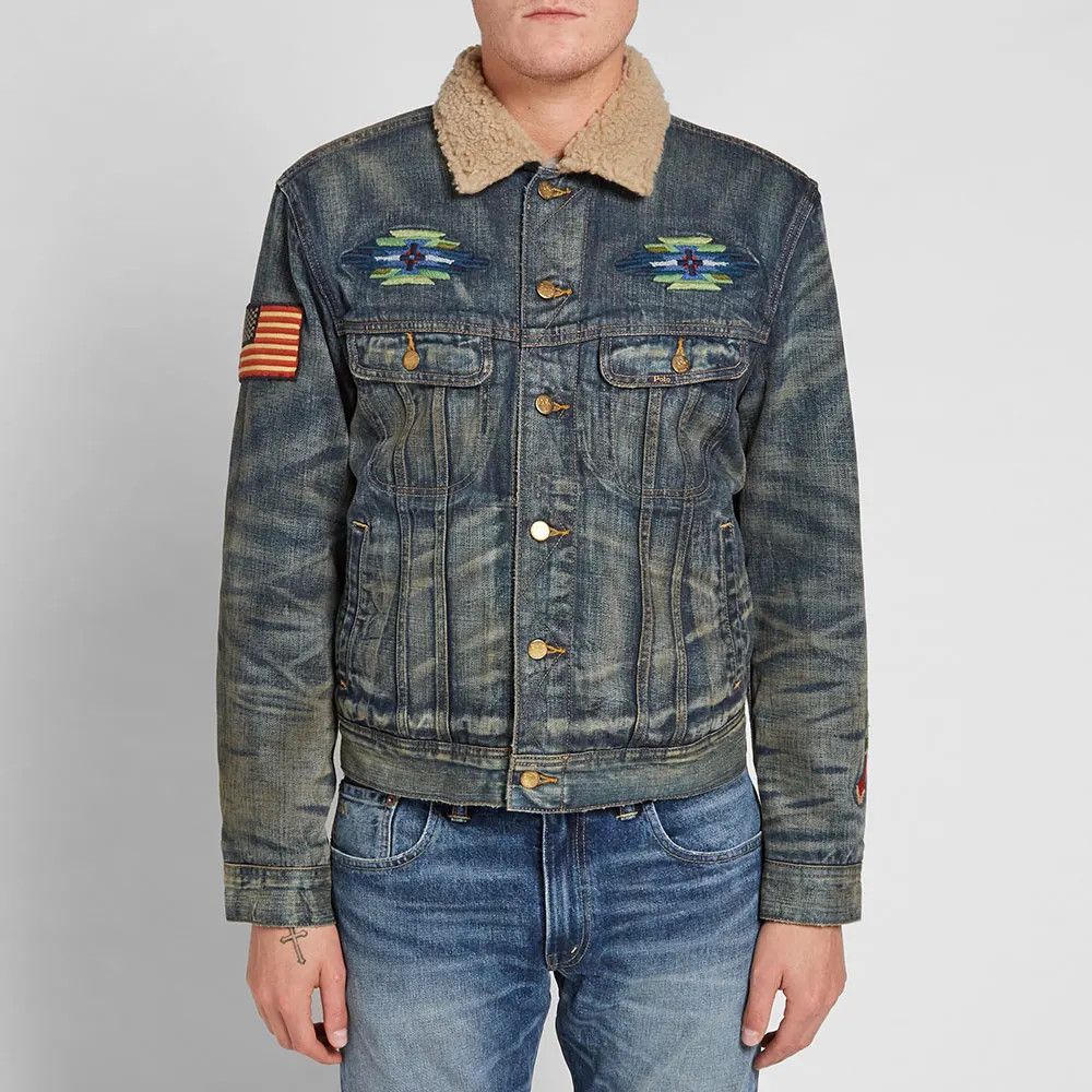 Polo Ralph Lauren SHERPA DENIM TRUCKER JACKET GOODMAN EMBROIDERED Size US L / EU 52-54 / 3 - 2 Thumbnail