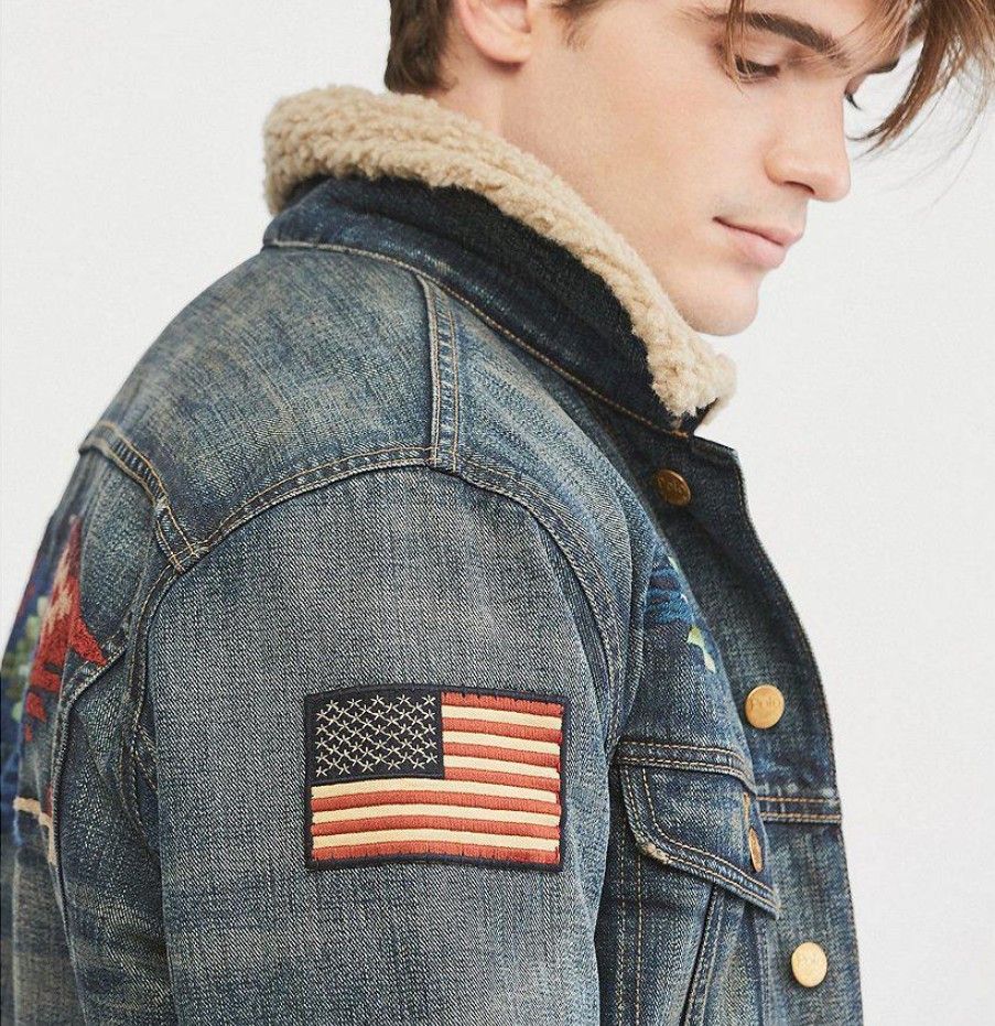 Polo Ralph Lauren SHERPA DENIM TRUCKER JACKET GOODMAN EMBROIDERED Size US L / EU 52-54 / 3 - 4 Thumbnail