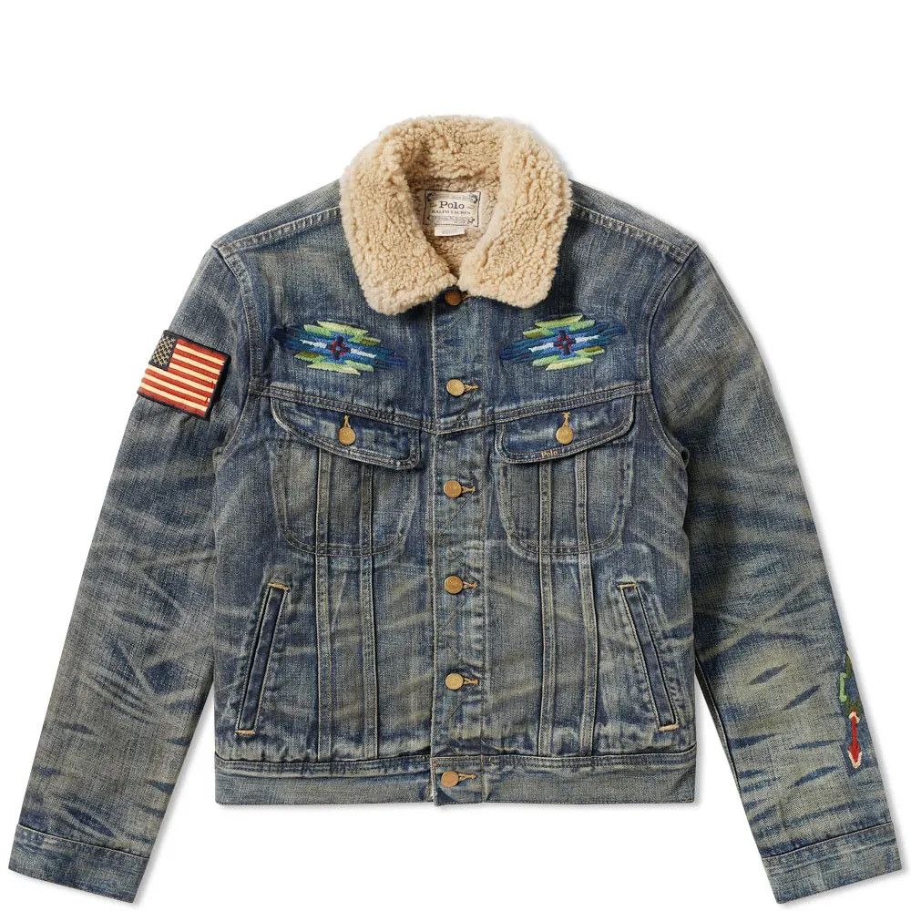 Polo Ralph Lauren SHERPA DENIM TRUCKER JACKET GOODMAN EMBROIDERED Size US L / EU 52-54 / 3 - 1 Thumbnail
