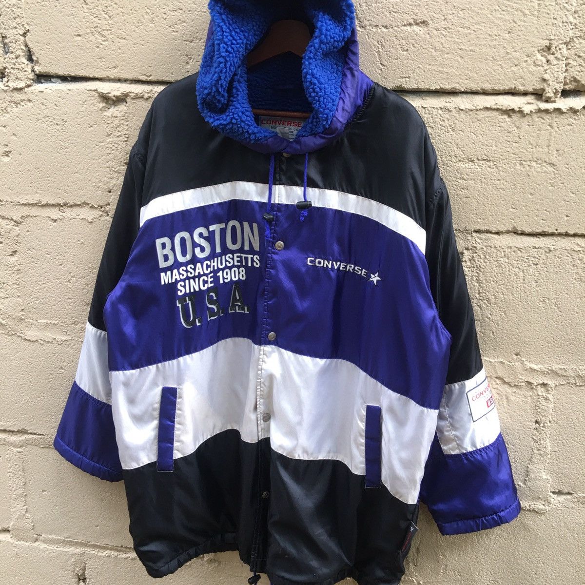 Converse Vintage Converse Hoodie Sherpa Big Logo Button Up Jacket Size US L / EU 52-54 / 3 - 3 Thumbnail