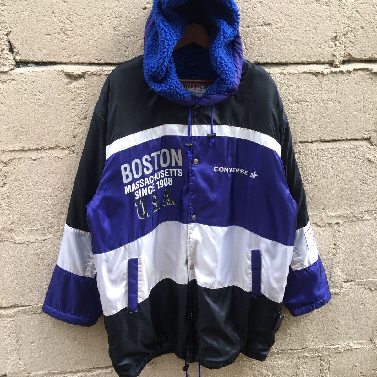 Converse Vintage Converse Hoodie Sherpa Big Logo Button Up Jacket Size US L / EU 52-54 / 3 - 2 Thumbnail