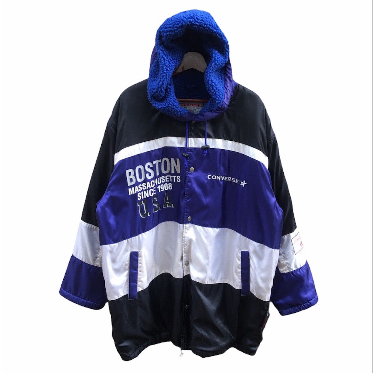 Converse Vintage Converse Hoodie Sherpa Big Logo Button Up Jacket Size US L / EU 52-54 / 3 - 1 Thumbnail