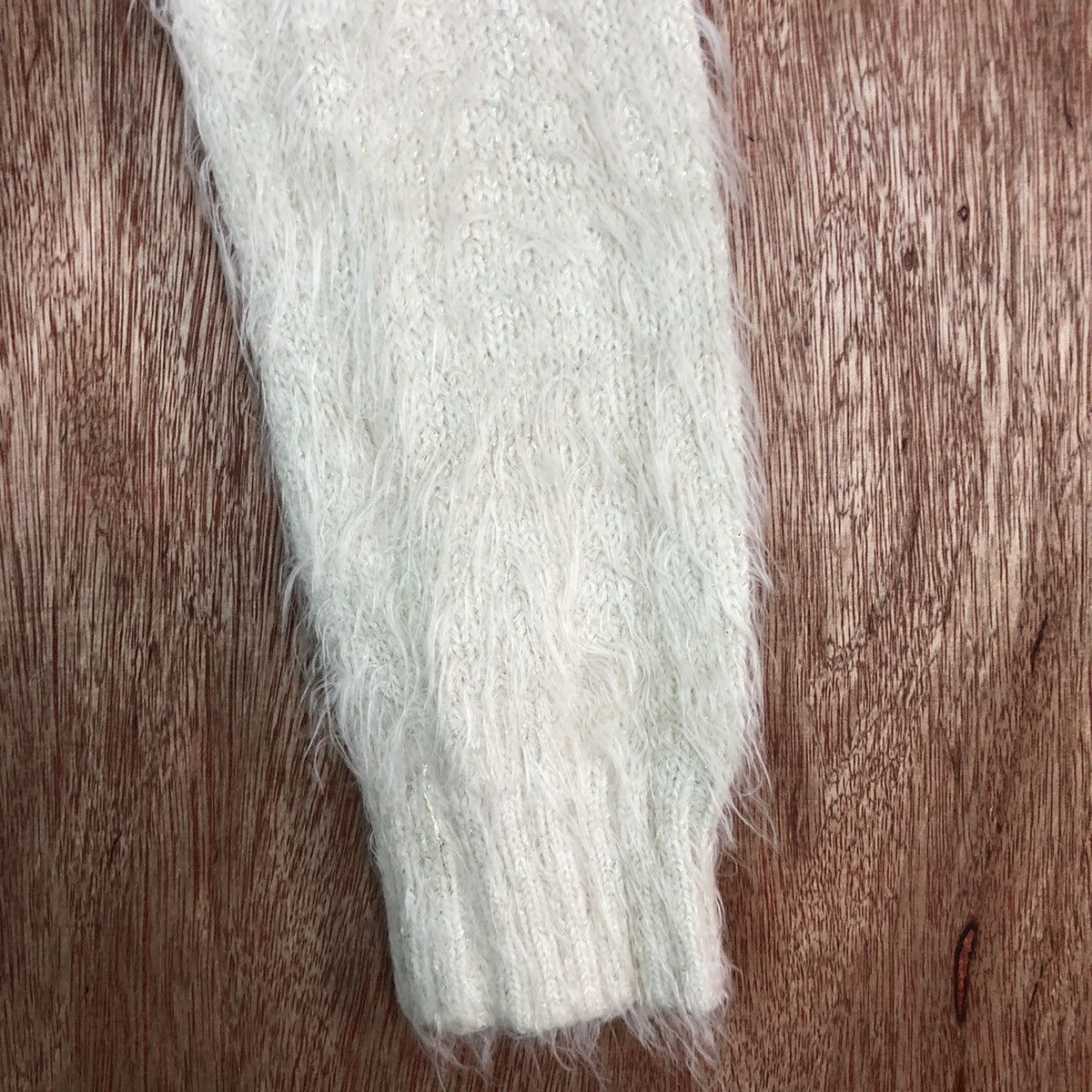 Homespun Knitwear × Japanese Brand DLL INGNI White Mohair Shag Shaggy Knitwear #c390 Size S / US 4 / IT 40 - 4 Thumbnail