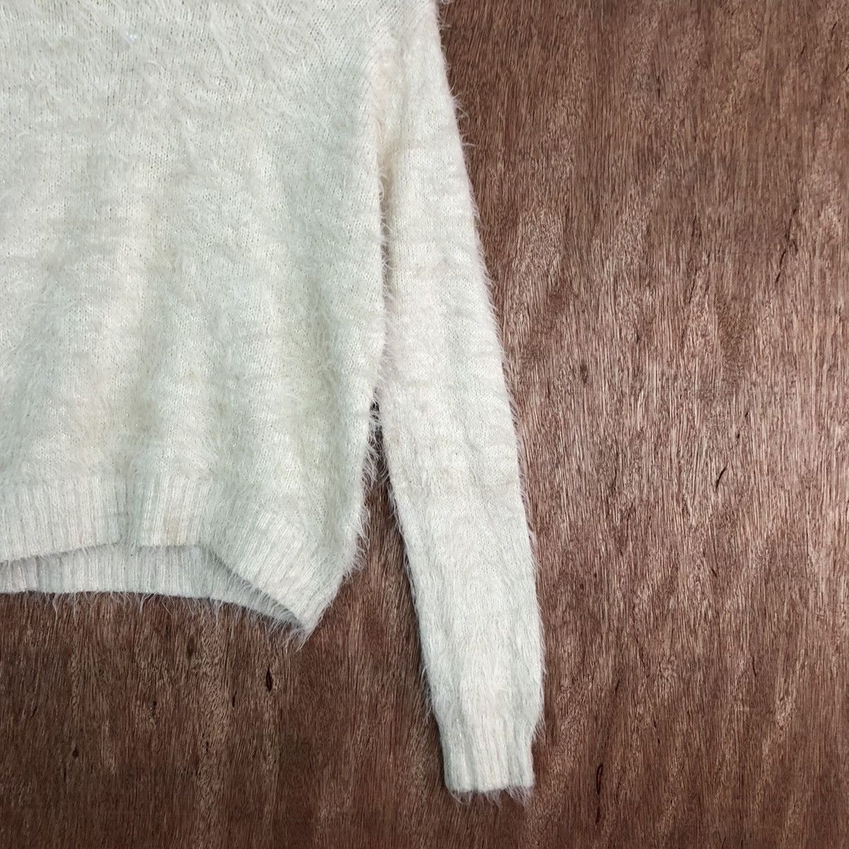 Homespun Knitwear × Japanese Brand DLL INGNI White Mohair Shag Shaggy Knitwear #c390 Size S / US 4 / IT 40 - 5 Thumbnail