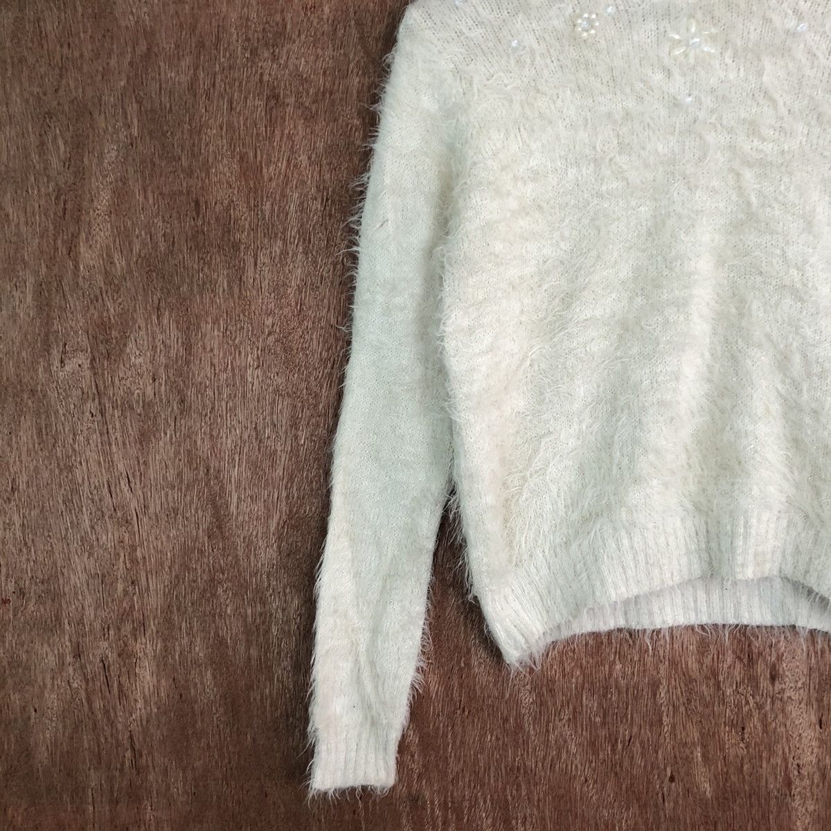 Homespun Knitwear × Japanese Brand DLL INGNI White Mohair Shag Shaggy Knitwear #c390 Size S / US 4 / IT 40 - 7 Thumbnail