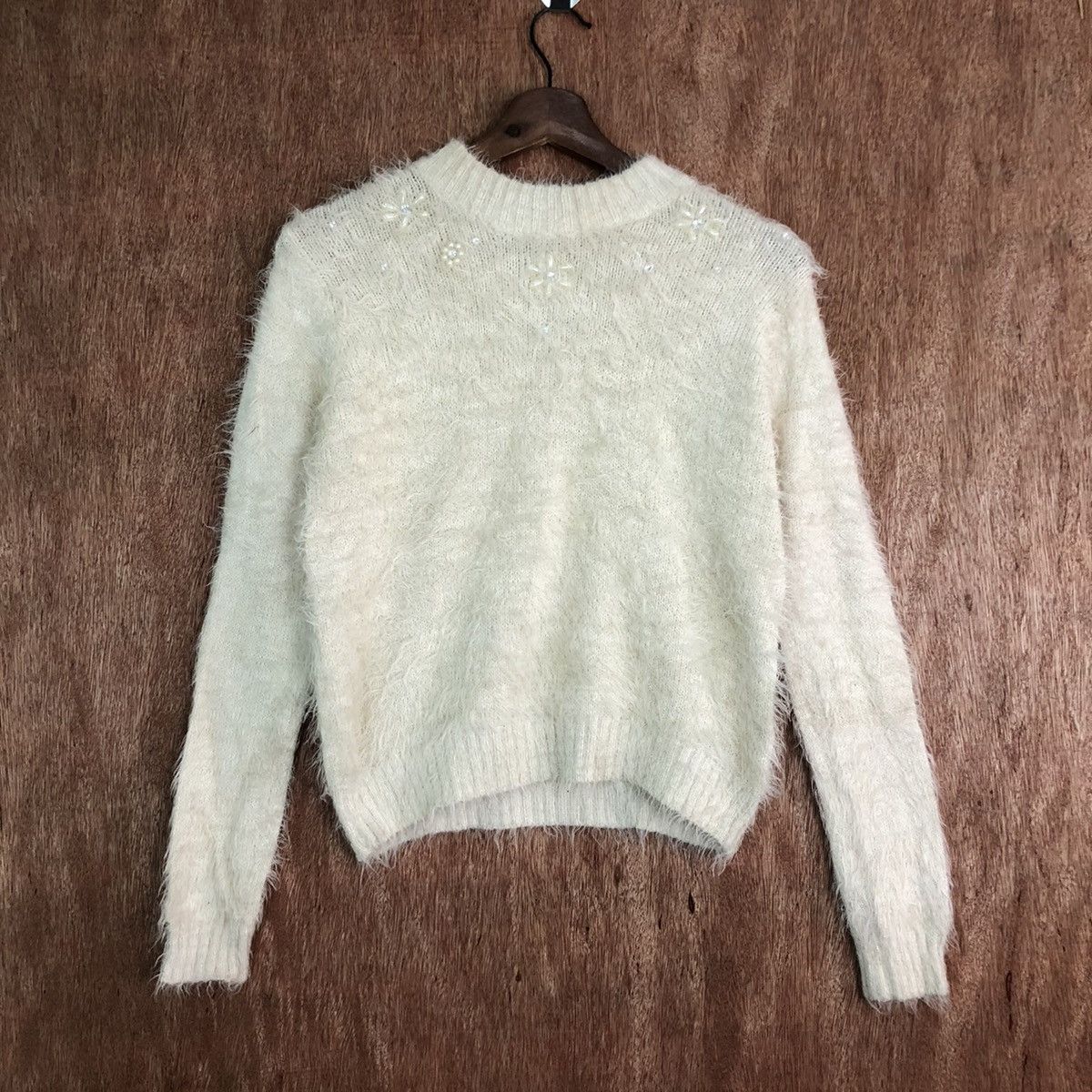 Homespun Knitwear × Japanese Brand DLL INGNI White Mohair Shag Shaggy Knitwear #c390 Size S / US 4 / IT 40 - 1 Thumbnail