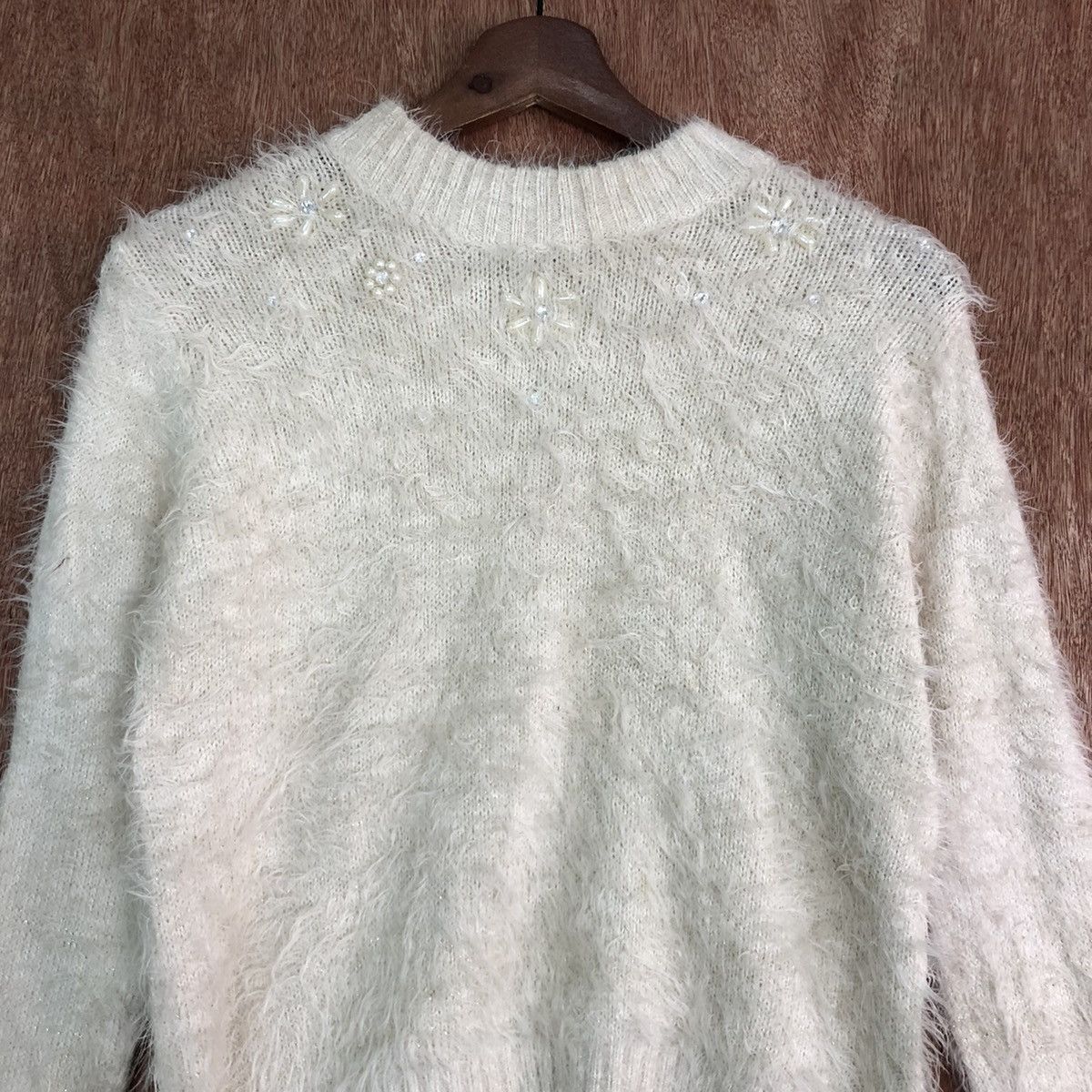 Homespun Knitwear × Japanese Brand DLL INGNI White Mohair Shag Shaggy Knitwear #c390 Size S / US 4 / IT 40 - 8 Thumbnail