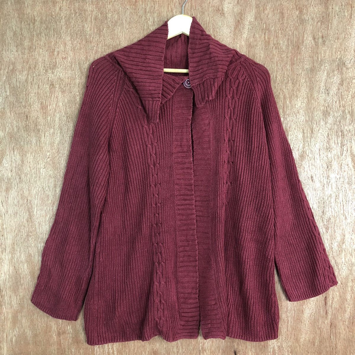 Homespun Knitwear × Northern Reflections Northenn Reflections Maroon cardigan Knitwear #6073 Size US XL / EU 56 / 4 - 3 Thumbnail