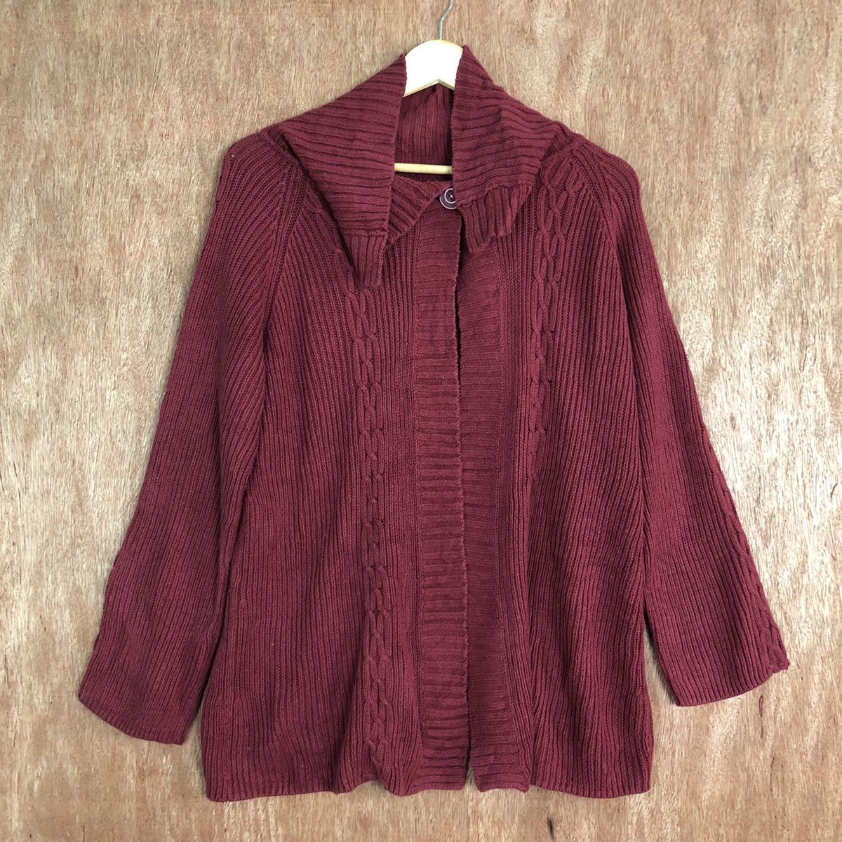 Homespun Knitwear × Northern Reflections Northenn Reflections Maroon cardigan Knitwear #6073 Size US XL / EU 56 / 4 - 1 Thumbnail
