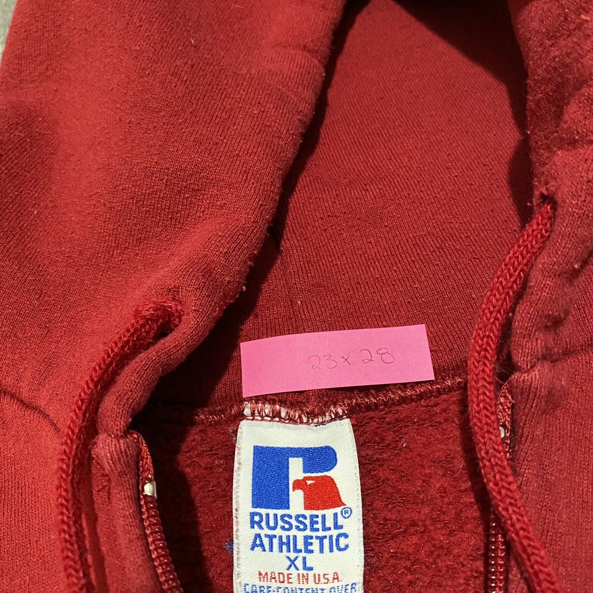 Vintage 80s Russell Athletic Blank Fleece Red selling Hoodie Made In USA XL