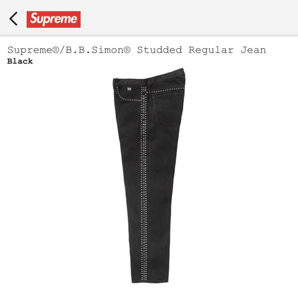 Supreme x B.B. Simon Studded Regular-Fit Jeans - Black