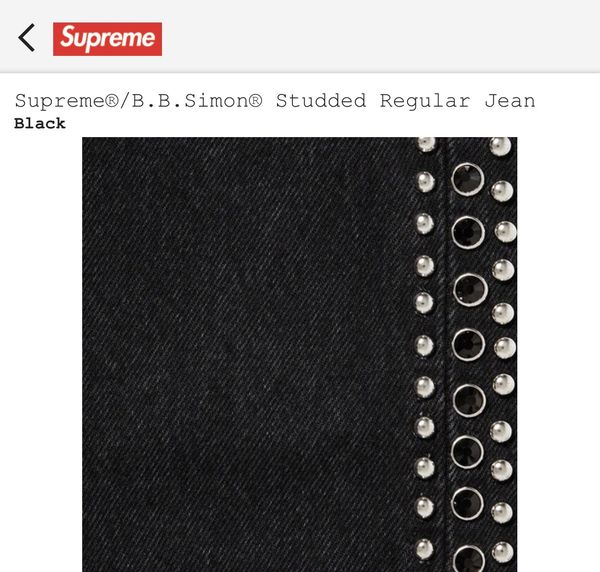 Supreme x B.B. Simon Studded Regular-Fit Jeans - Black