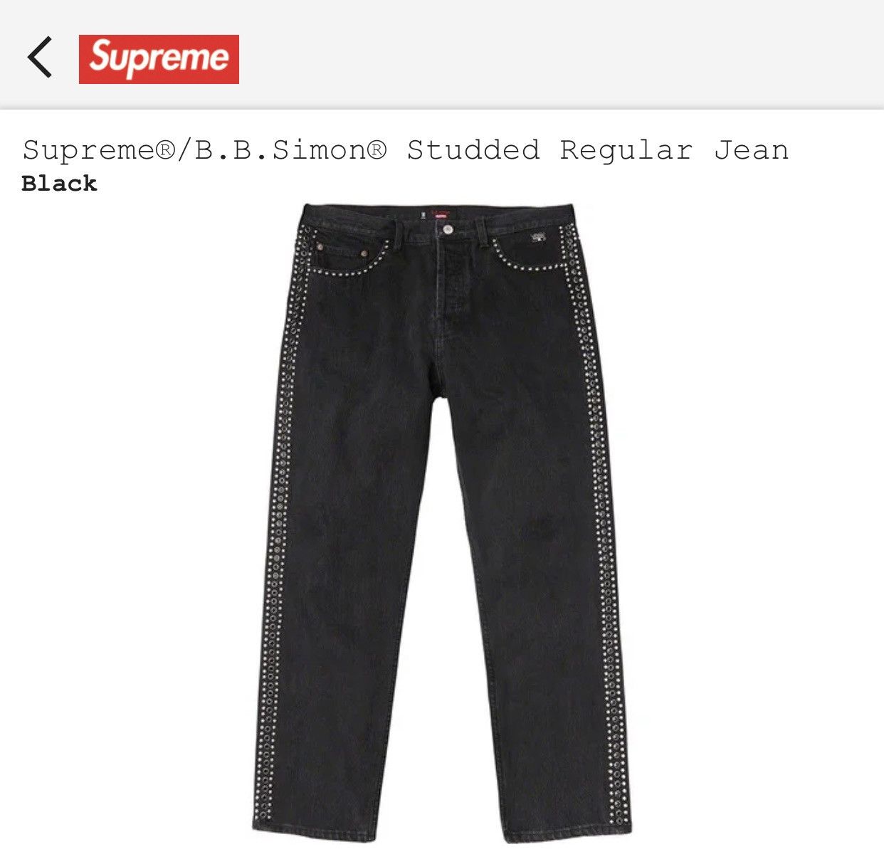 Supreme x B.B. Simon Studded Regular-Fit Jeans