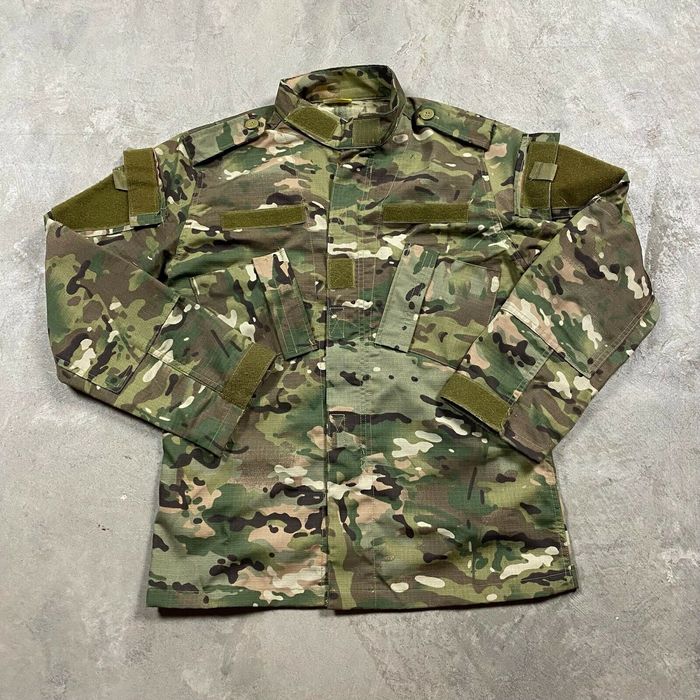 Vintage 1990'S South Korean Army an-arkhos camouflage pattern bacterial camo military shirt jacket, men's size M polyester black type Vintage Second Hand