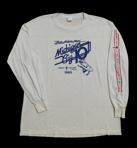 RARE🔥🔥VTG 80'S MICHIGAN BIG 10 RUN NIKE SHOES L/S SHIRT