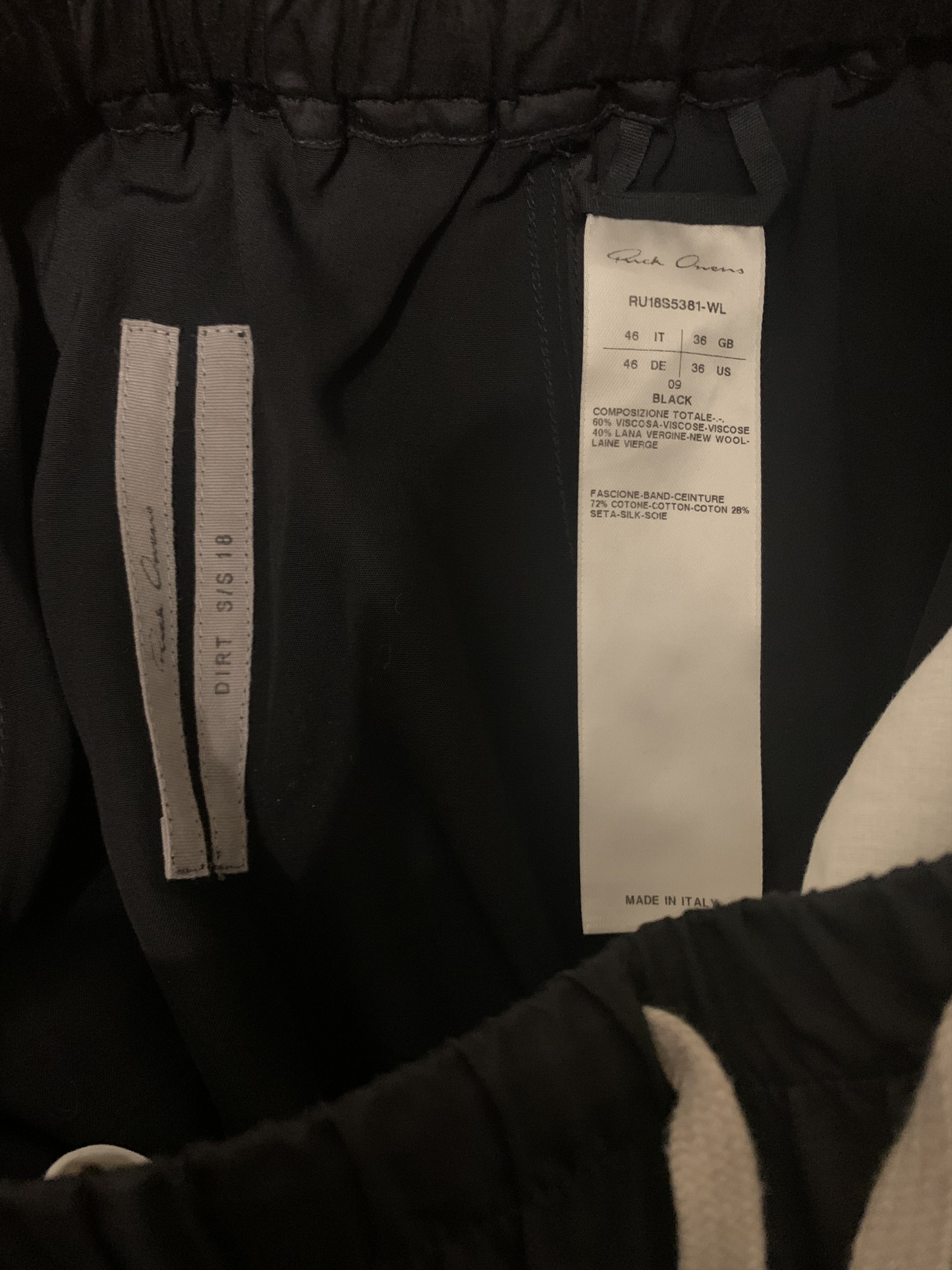Rick Owens Black Cropped Drawstring Trousers Size US 30 / EU 46 - 3 Thumbnail