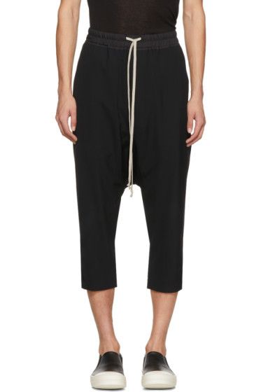 Rick Owens Black Cropped Drawstring Trousers Size US 30 / EU 46 - 4 Thumbnail