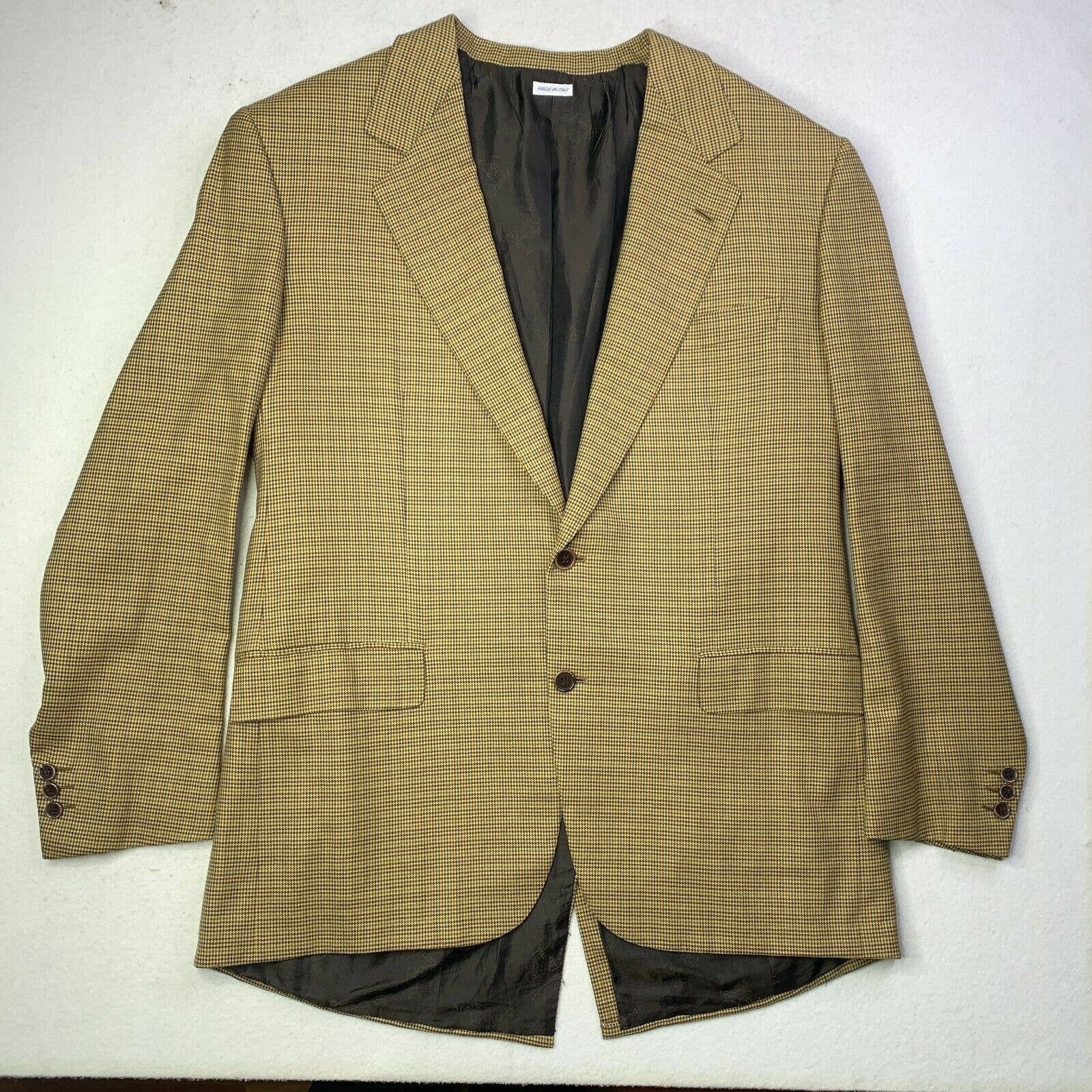 Brioni Brioni Augusto Blazer Jacket Size 43 Tan Wool Houndstooth | Grailed