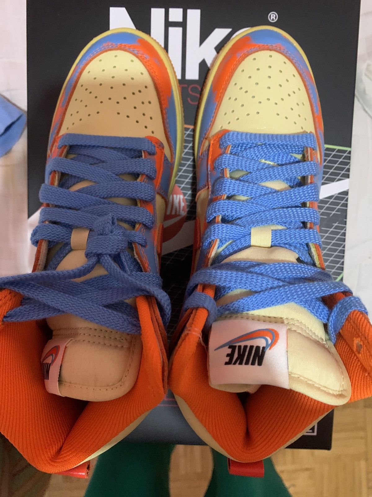 Nike Nike dunk hi 1985 orange acid wash Size US 5.5 / EU 38 - 4 Thumbnail