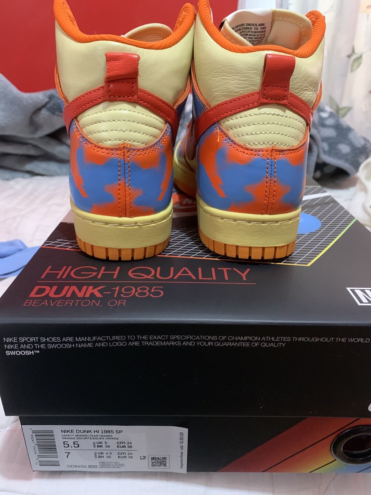 Nike Nike dunk hi 1985 orange acid wash Size US 5.5 / EU 38 - 3 Thumbnail