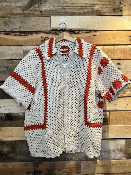 Bode Sunspot Crochet SS Shirt | Grailed