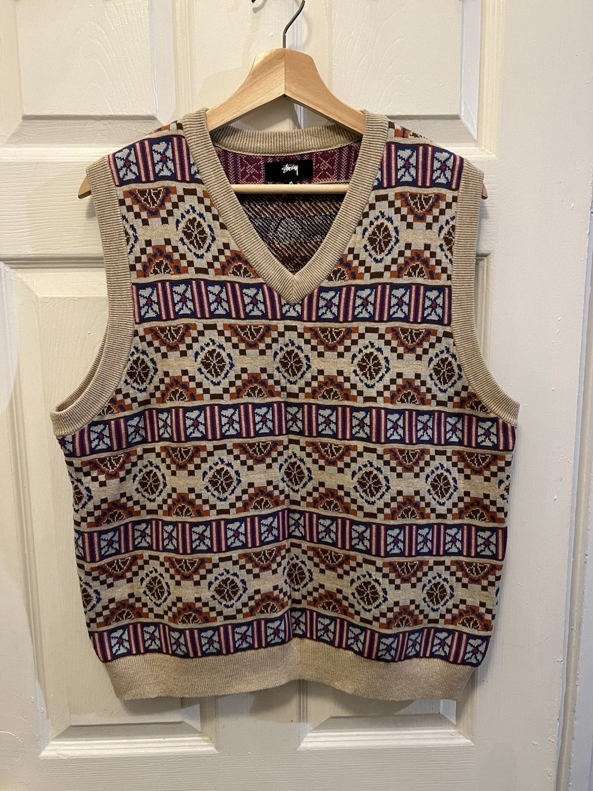 Stussy Stussy Giza Sweater Vest - Beige - Medium Size US M / EU 48-50 / 2 - 2 Thumbnail