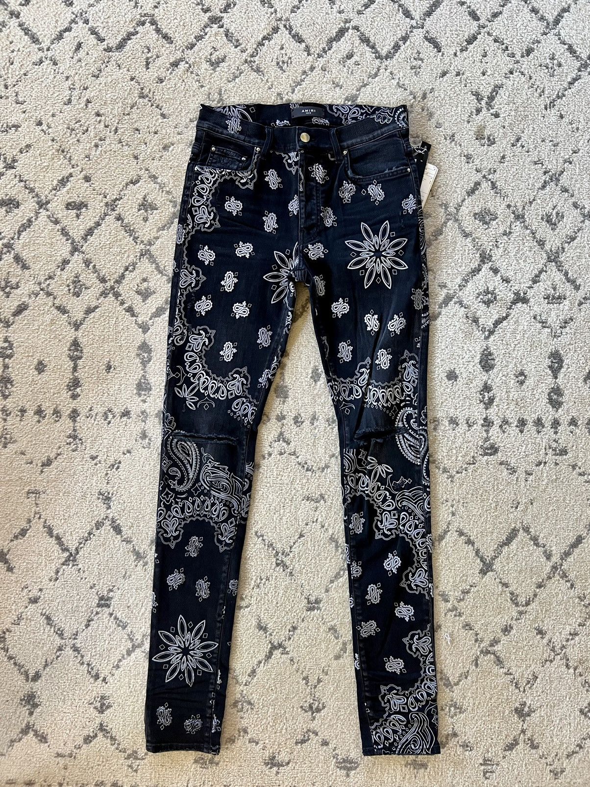 Amiri Amiri Paisley Bandana Denim Jeans Black Grailed