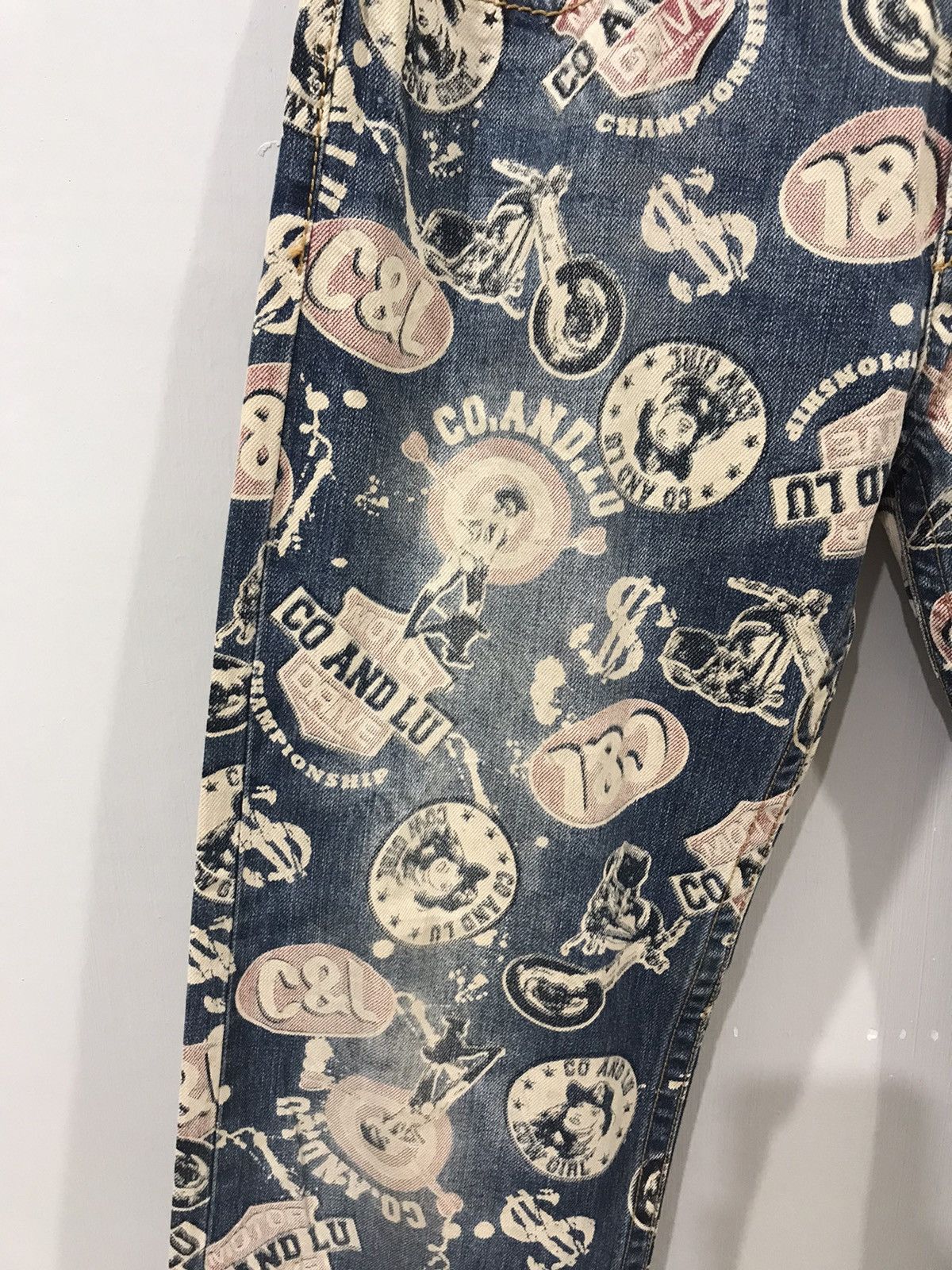 Japanese Brand CO&LU Hysteric Style Full Print Denim Size US 33 - 5 Thumbnail