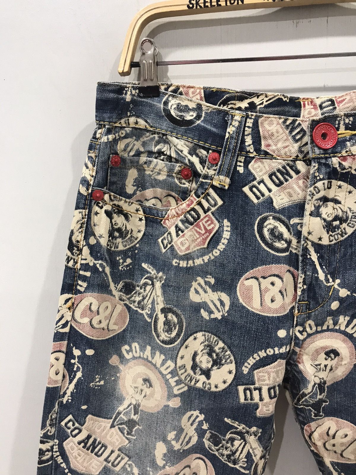 Japanese Brand CO&LU Hysteric Style Full Print Denim Size US 33 - 3 Thumbnail