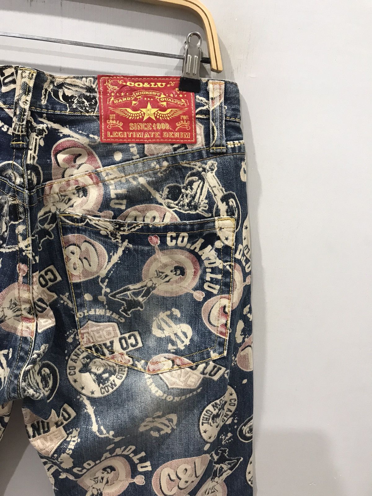 Japanese Brand CO&LU Hysteric Style Full Print Denim Size US 33 - 10 Thumbnail