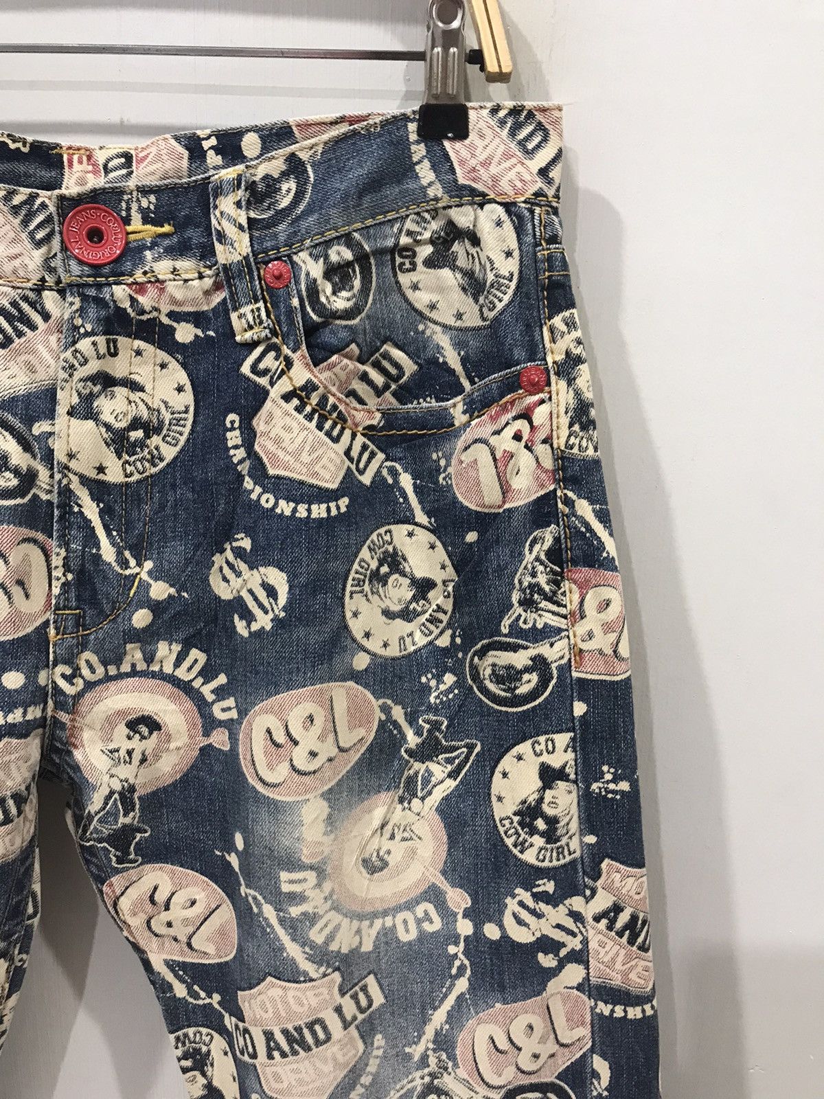 Japanese Brand CO&LU Hysteric Style Full Print Denim Size US 33 - 2 Thumbnail