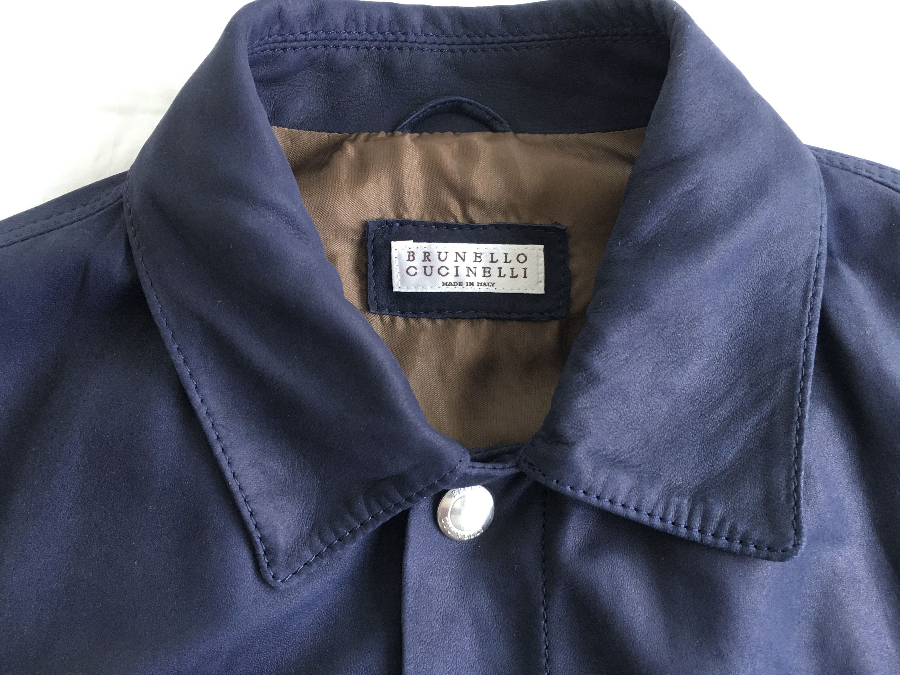Brunello Cucinelli BRUNELLO CUCINELLI NAVY SUEDE TRUCKER JACKET SIZE S / EU48 Size US S / EU 44-46 / 1 - 4 Thumbnail