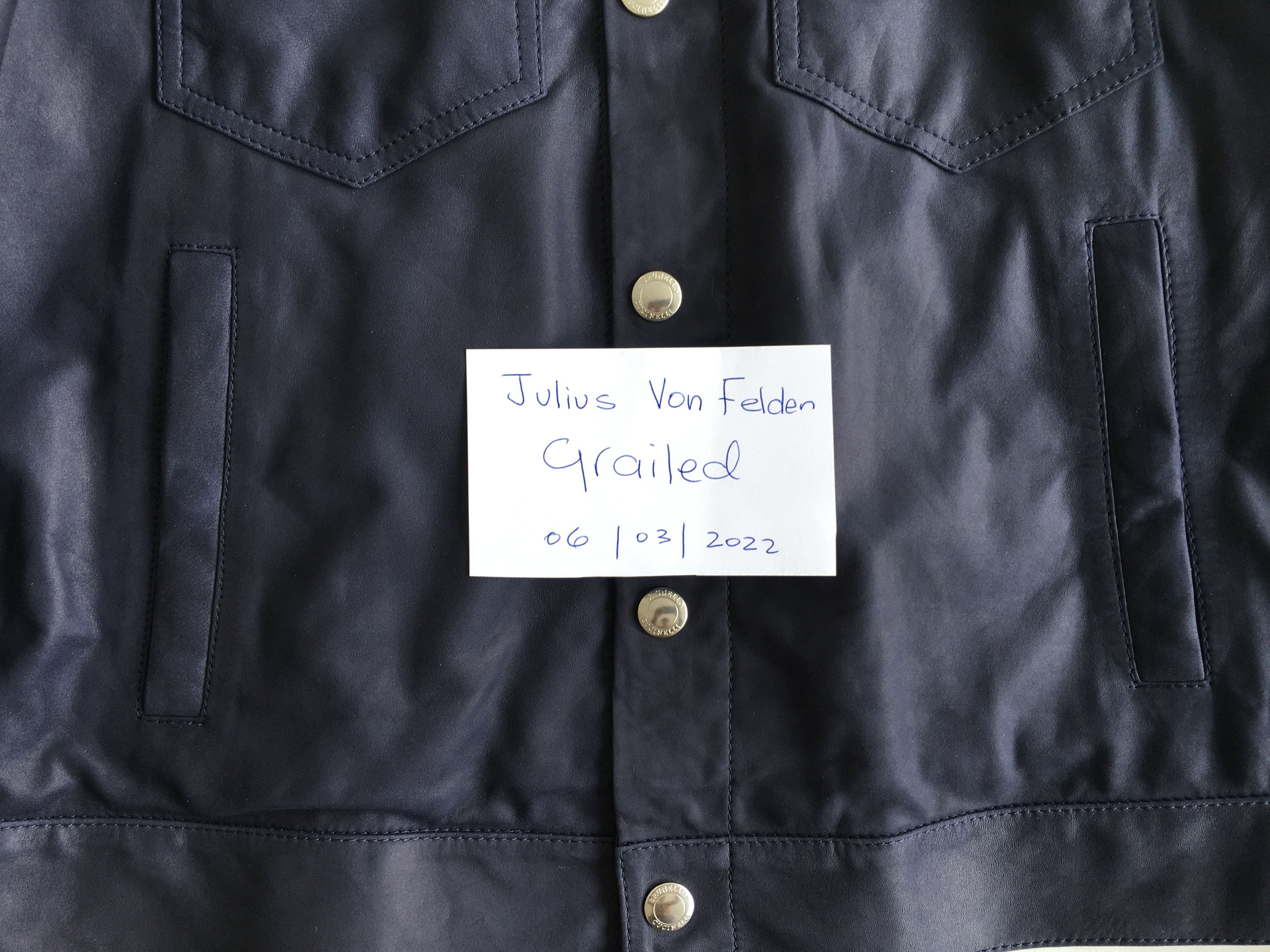 Brunello Cucinelli BRUNELLO CUCINELLI NAVY SUEDE TRUCKER JACKET SIZE S / EU48 Size US S / EU 44-46 / 1 - 9 Thumbnail