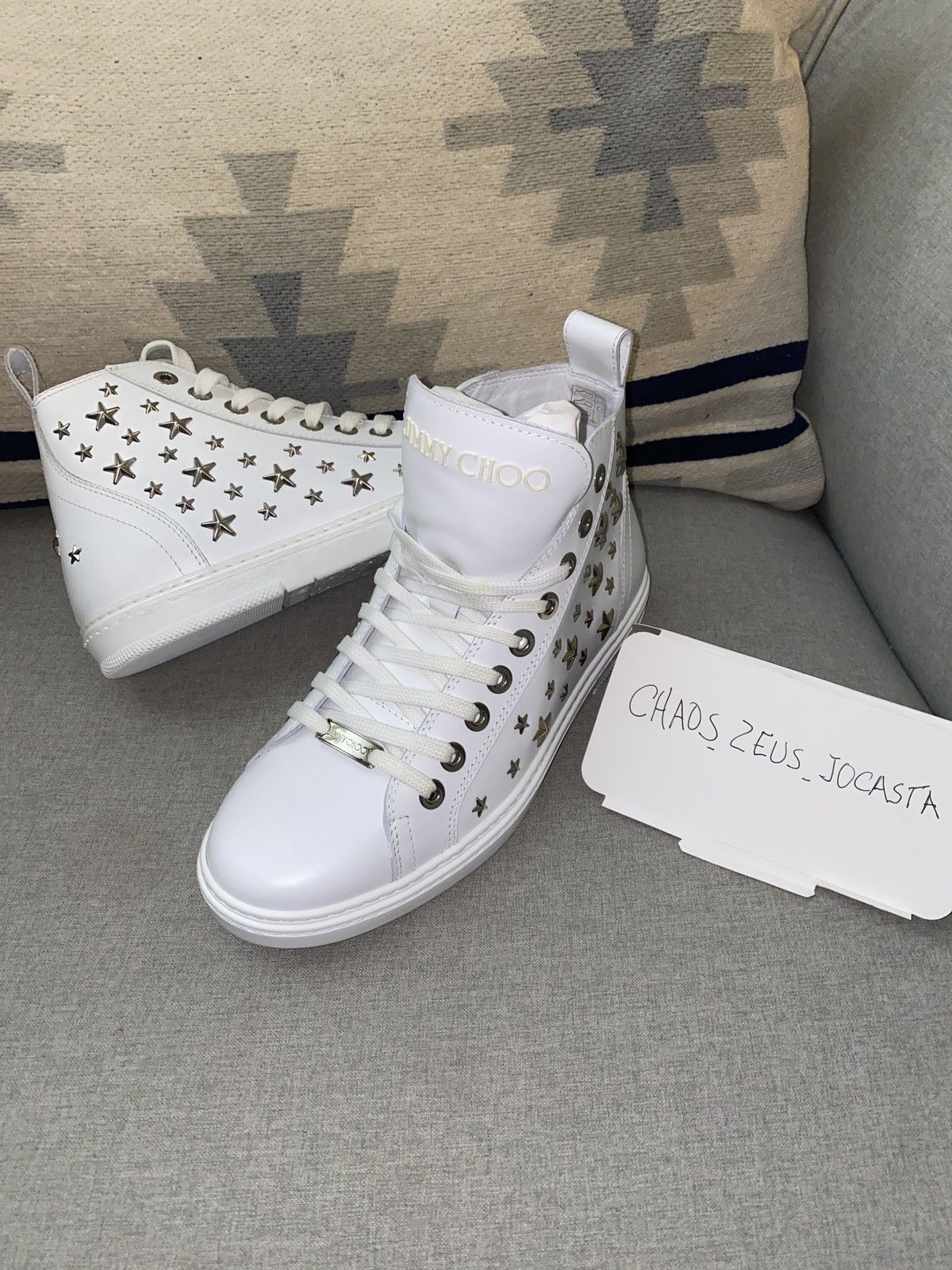 Jimmy Choo Jimmy Choo colt star studded midtop sneakers NEW