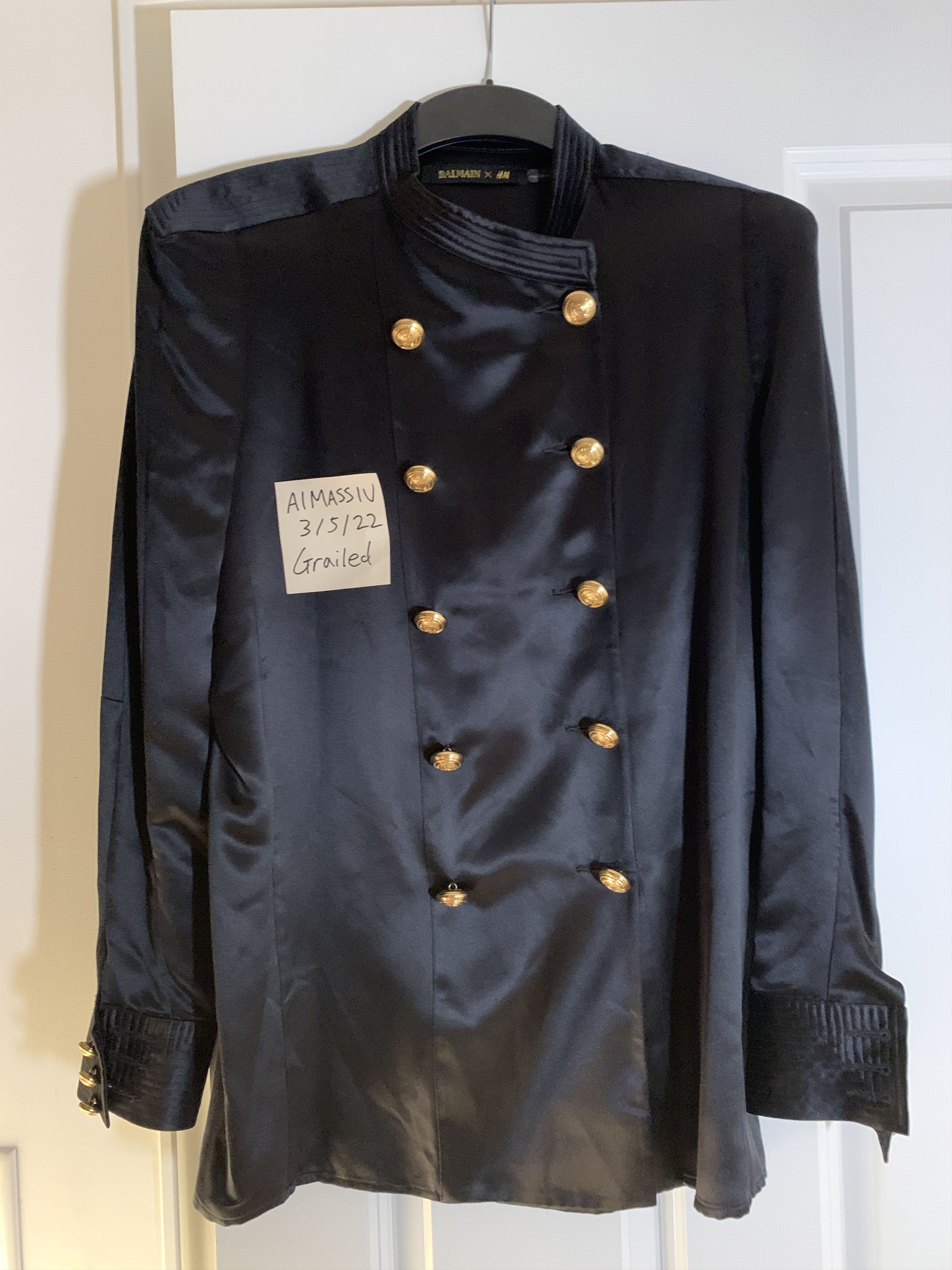 BALMAIN X H&M Double Breasted Silk Military Shirt