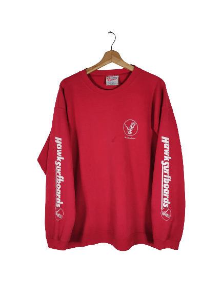 Hanes × Vintage Vintage Hawk Surfboards Red Sweatshirt Sweater Jumper Size US L / EU 52-54 / 3 - 2 Thumbnail