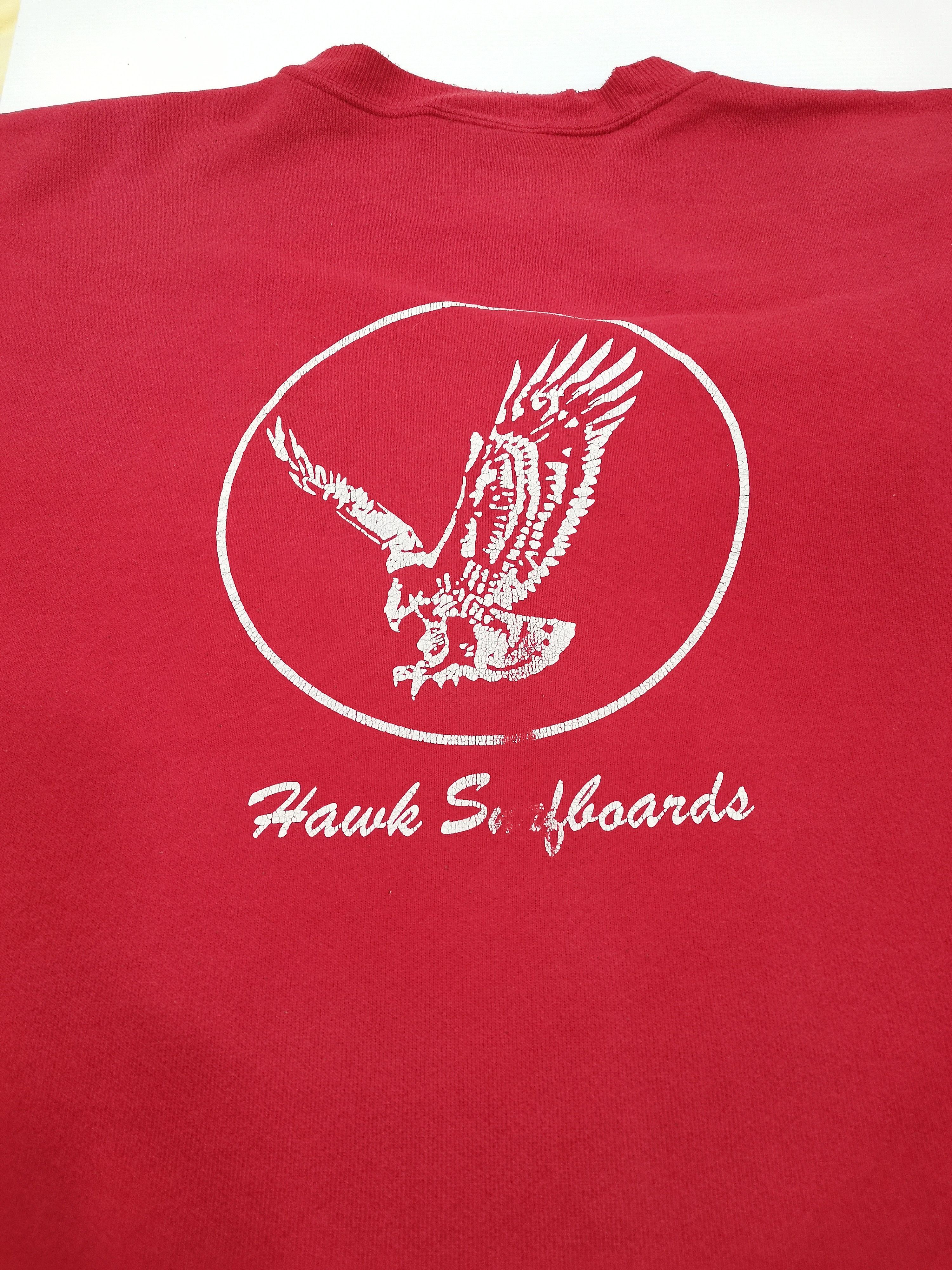 Hanes × Vintage Vintage Hawk Surfboards Red Sweatshirt Sweater Jumper Size US L / EU 52-54 / 3 - 7 Thumbnail