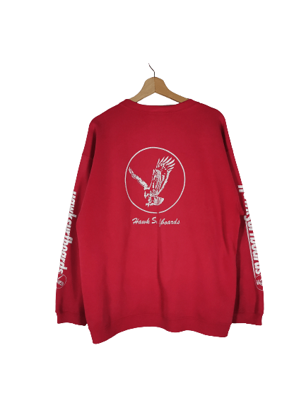 Hanes × Vintage Vintage Hawk Surfboards Red Sweatshirt Sweater Jumper Size US L / EU 52-54 / 3 - 3 Thumbnail