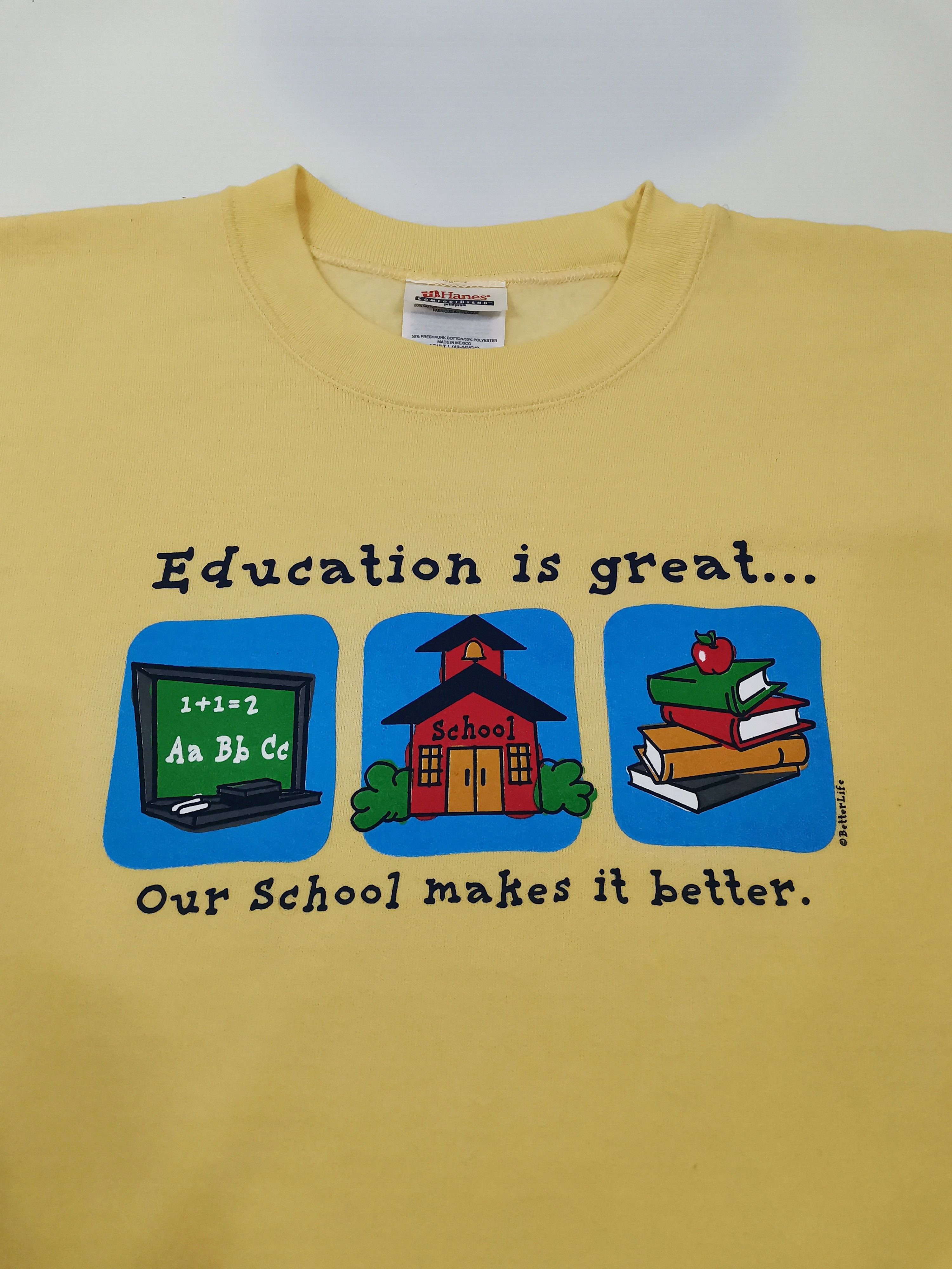 Hanes Education Is Great Hanes Vintage Sweatshirt Sweater Jumper Size US L / EU 52-54 / 3 - 3 Thumbnail