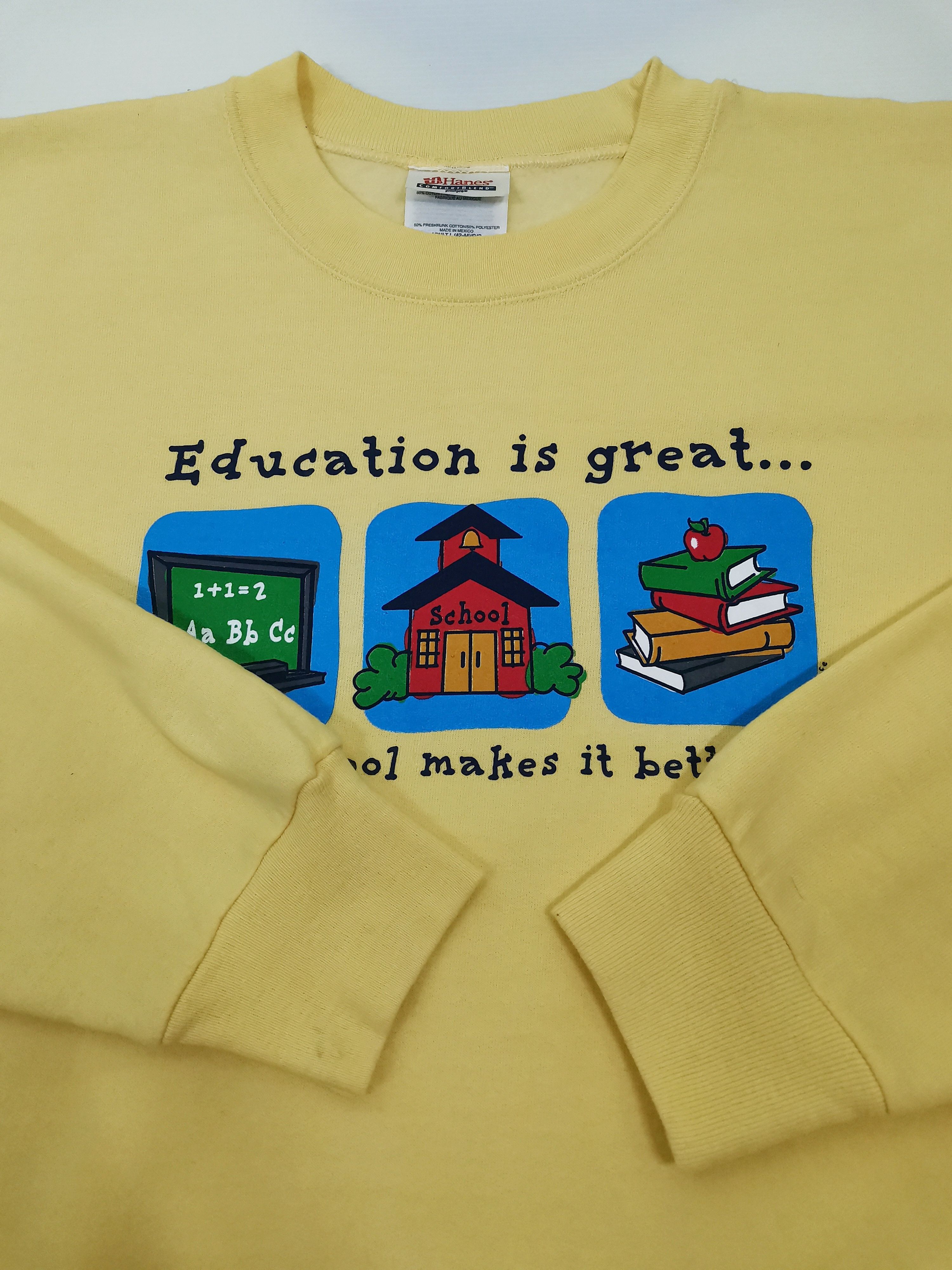 Hanes Education Is Great Hanes Vintage Sweatshirt Sweater Jumper Size US L / EU 52-54 / 3 - 4 Thumbnail