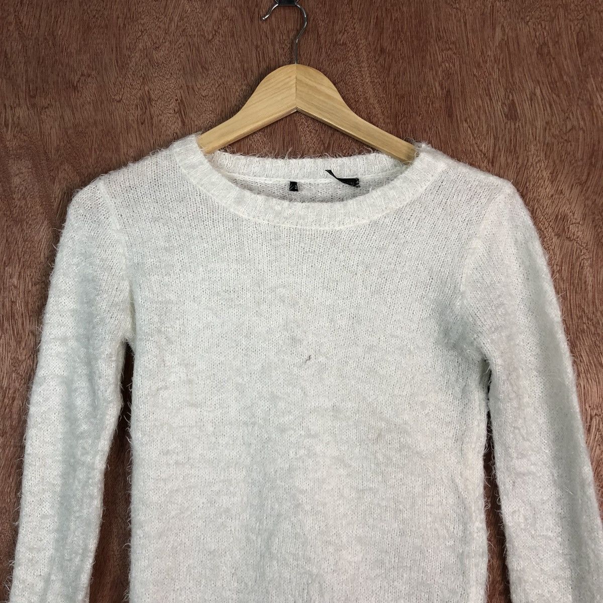 Homespun Knitwear × Japanese Brand Spiral Girl White Mohair fur Shag Shaggy Knitwear #c383 Size S / US 4 / IT 40 - 2 Thumbnail