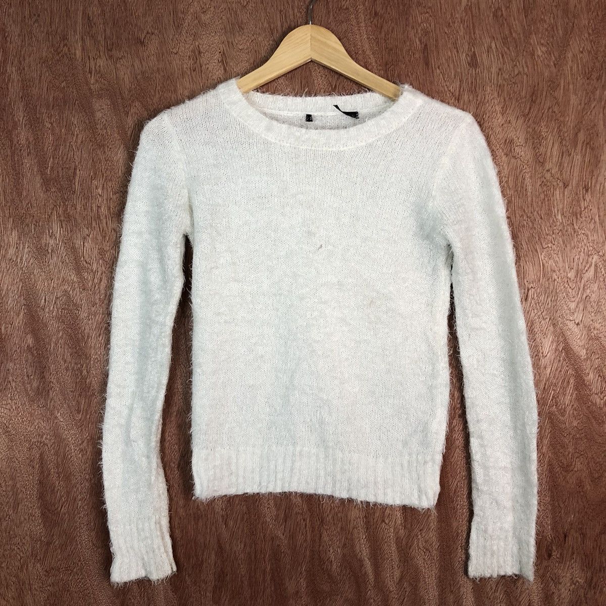 Homespun Knitwear × Japanese Brand Spiral Girl White Mohair fur Shag Shaggy Knitwear #c383 Size S / US 4 / IT 40 - 3 Thumbnail
