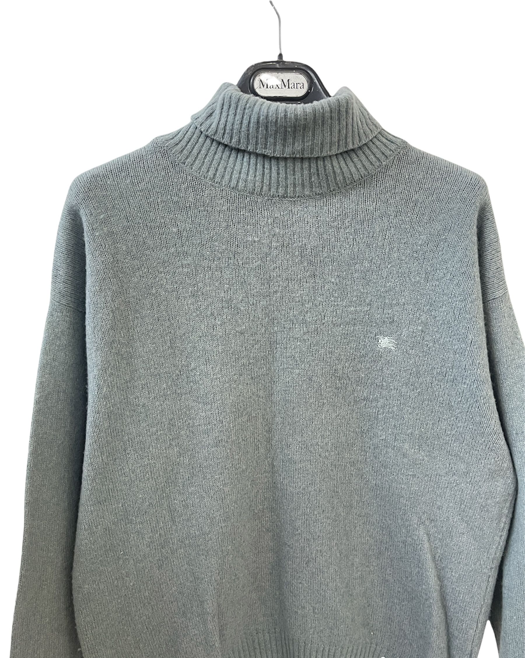 🔥 Burberry turtleneck size M silk wool green water rare