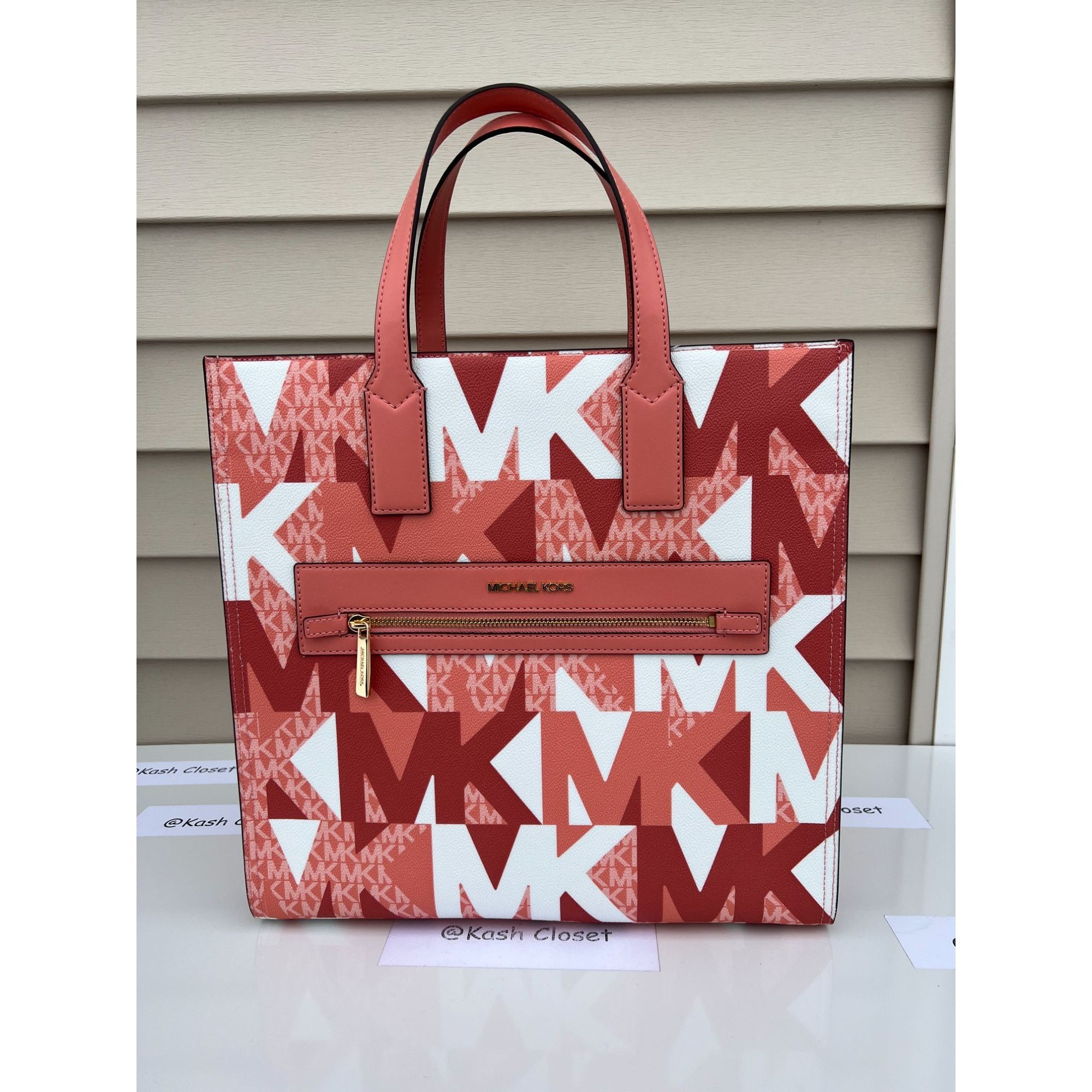 Michael Kors MK Kenly Large Logo Tote Bag - Lagoon Multiple